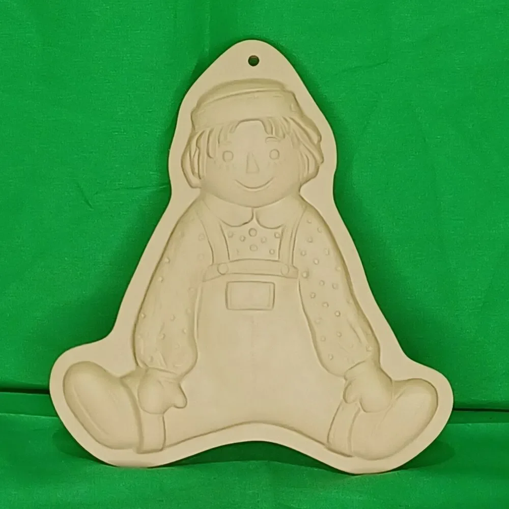 Vtg 1986 Brown Bag Cookie Art Mold Raggedy Andy Hill Design Ceramic Wall Hanging